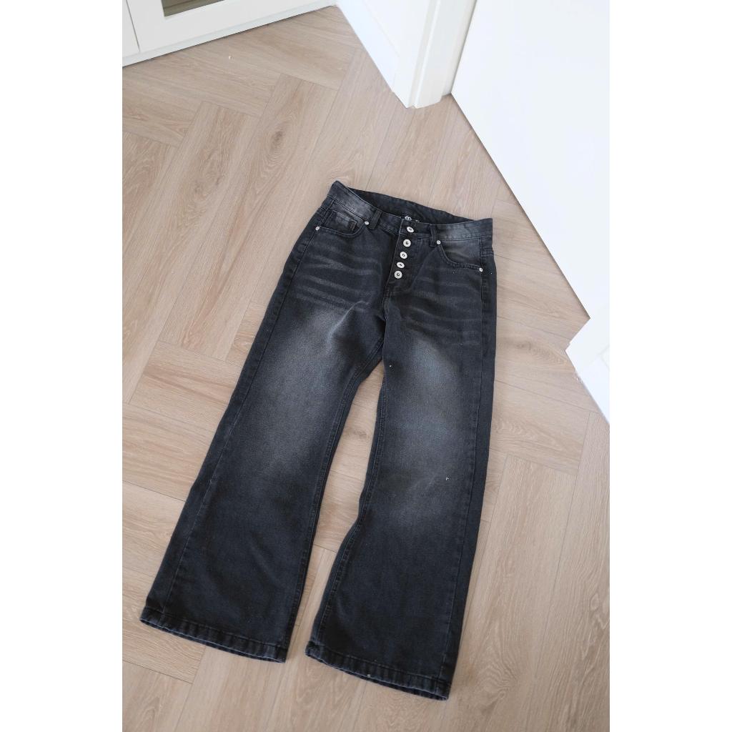 RETRO BLACK FLARED JEANS - Quần Jeans Loe Wash Basic Đơn Giản