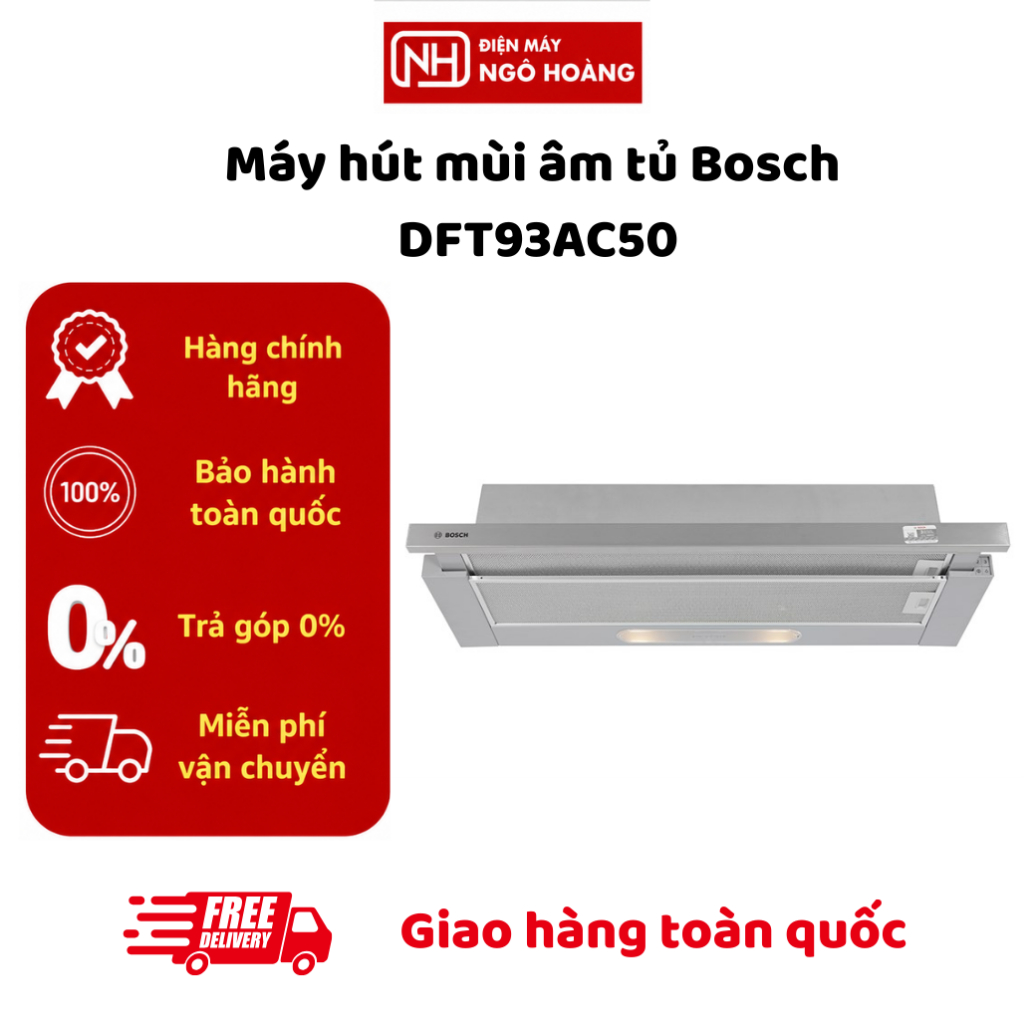 DFT93AC50 - Máy Hút Mùi Âm Tủ Bosch DFT93AC50 Serie 4 90cm Màu Bạc Chính Hãng