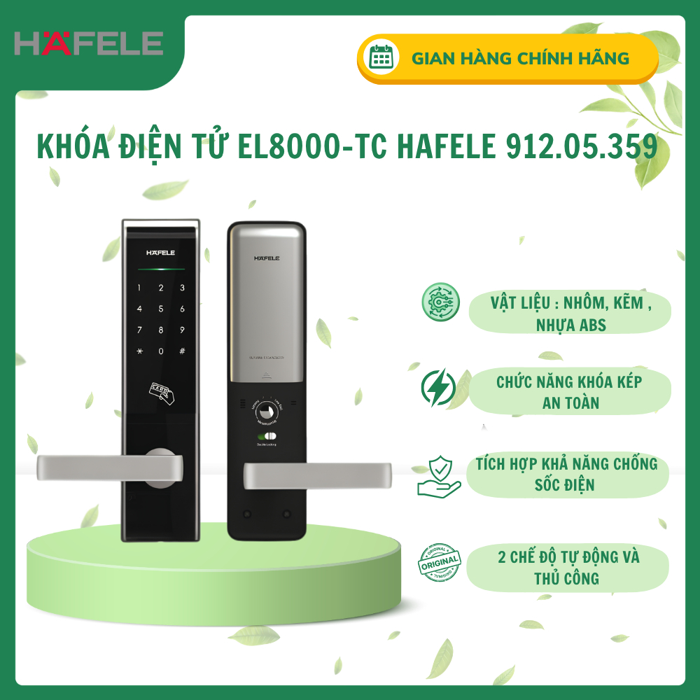 Khóa Điện Tử Hafele EL8000-TC 912.05.359 Thẻ Từ Mật Khẩu Điều Khiển Từ Xa