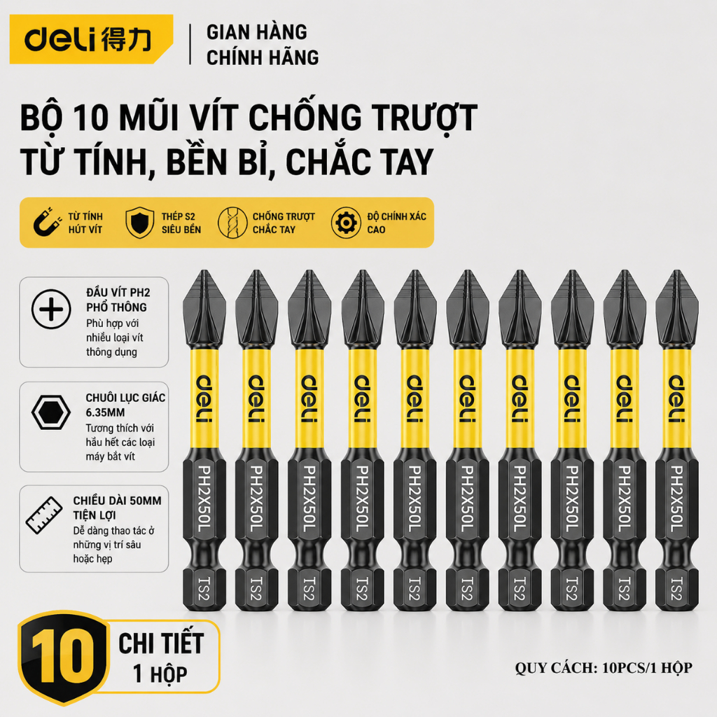𝐃𝐞𝐥𝐢 - Bộ Tua Vít Đa Năng Sửa Chữa Nhỏ Đồng Hồ, Laptop Chính Hãng Deli Cao Cấp