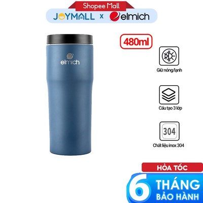 Ly giữ nhiệt inox 304 Elmich EL-8013OL dung tích 480ml, Hàng chính hãng, miệng ly rộng - JoyMall