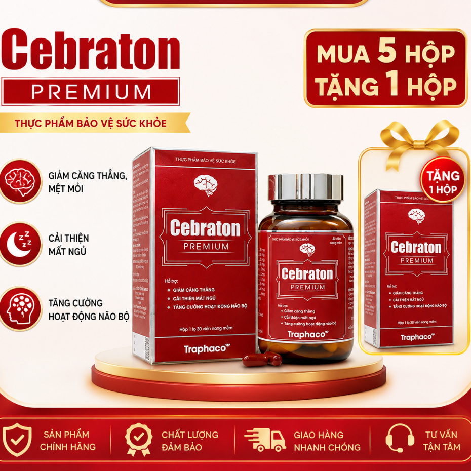 Cebraton Premium Traphaco  - Giúp giảm căng thẳng, mệt mỏi, cải thiện giấc ngủ