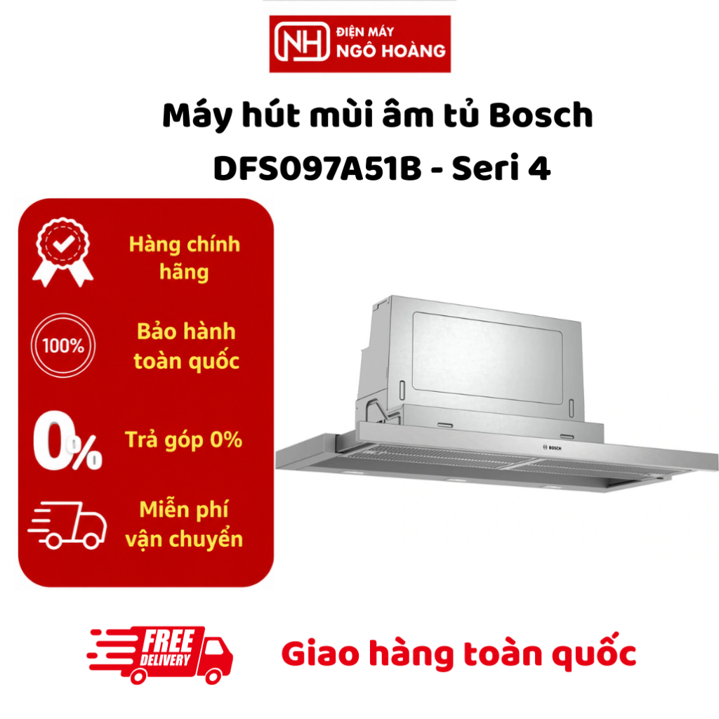 DFS097A51B - Máy Hút Mùi Âm Tủ Bosch DFS097A51B Serie 4 90cm Công Suất Hút Mạnh Chính Hãng