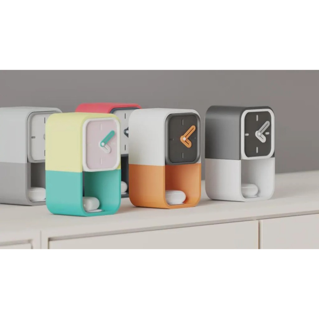 Desk Clock with Charger & AirPods Holder Minimalist 3D Printed Organizer Tech Gift
