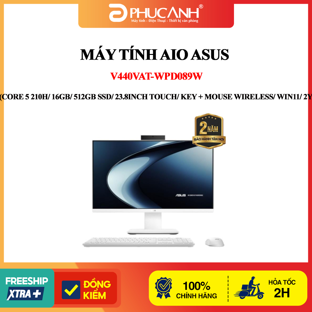 Máy tính AIO Asus V440VAT-WPD089W Core 5 210H/ 16GB/ 512GB SSD/ 23.8inch Touch/ Key, Mouse  Win11