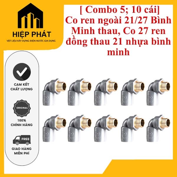 [Combo 5/10 Cái] Co Ren Ngoài 21/27 Bình Minh Thau – Co 27 Ren Đồng Thau 21 Nhựa Bình Minh Chính Hãn