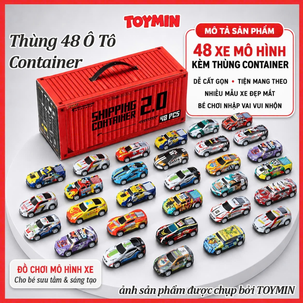 Mô Hình Xe Thể Thao 48 Xe Bằng Hợp Kim Chiếc Chạy Đà Đường Đua Trong Hộp Đựng Hình Containner
