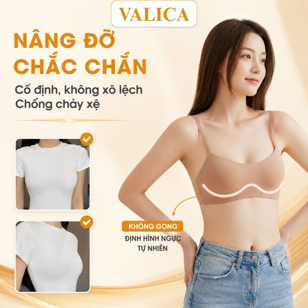 Áo ngực nữ không gọng mút mỏng 0.5cm - Áo lót nữ đúc su co dãn 4 chiều 2 nấc cài ôm sát VALICA A141