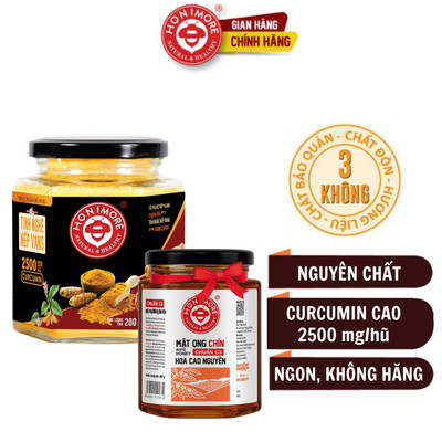 Combo: Tinh nghệ nếp vàng Honimore Natural & Healthy 200g + Mật ong chín Hoa Cao Nguyên 360g