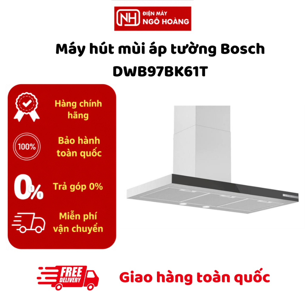 DWB97BK61T - Máy Hút Mùi Áp Tường Bosch DWB97BK61T Serie 4 90cm Màu Đen Điều Khiển Cảm Ứng Chính Hãn