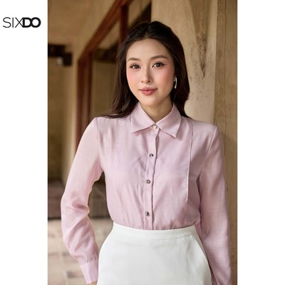 Áo sơ mi tơ cổ đức dài tay SIXDO (Light Murrey Organza Shirt)