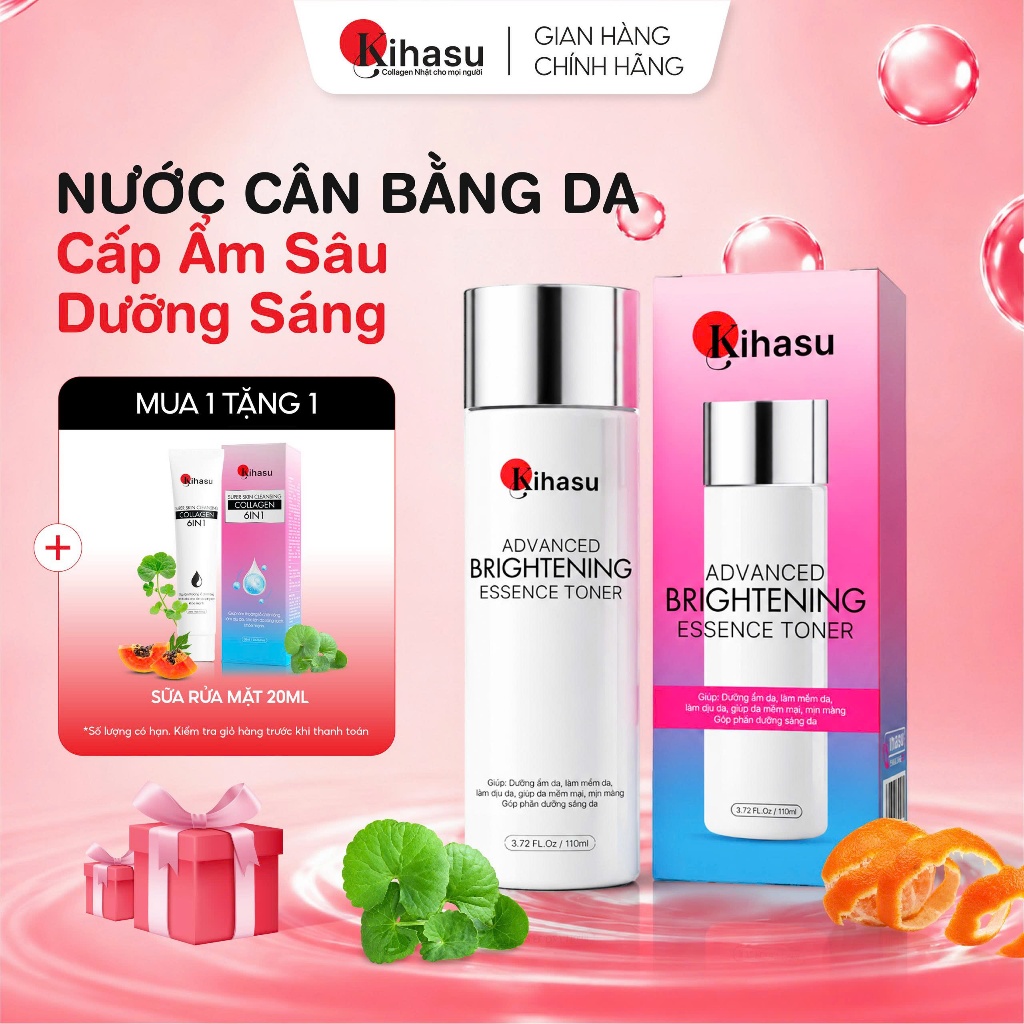 Toner KIHASU Advanced Brightening Essence nước cân bằng da cấp ẩm làm dịu sáng da 110ml