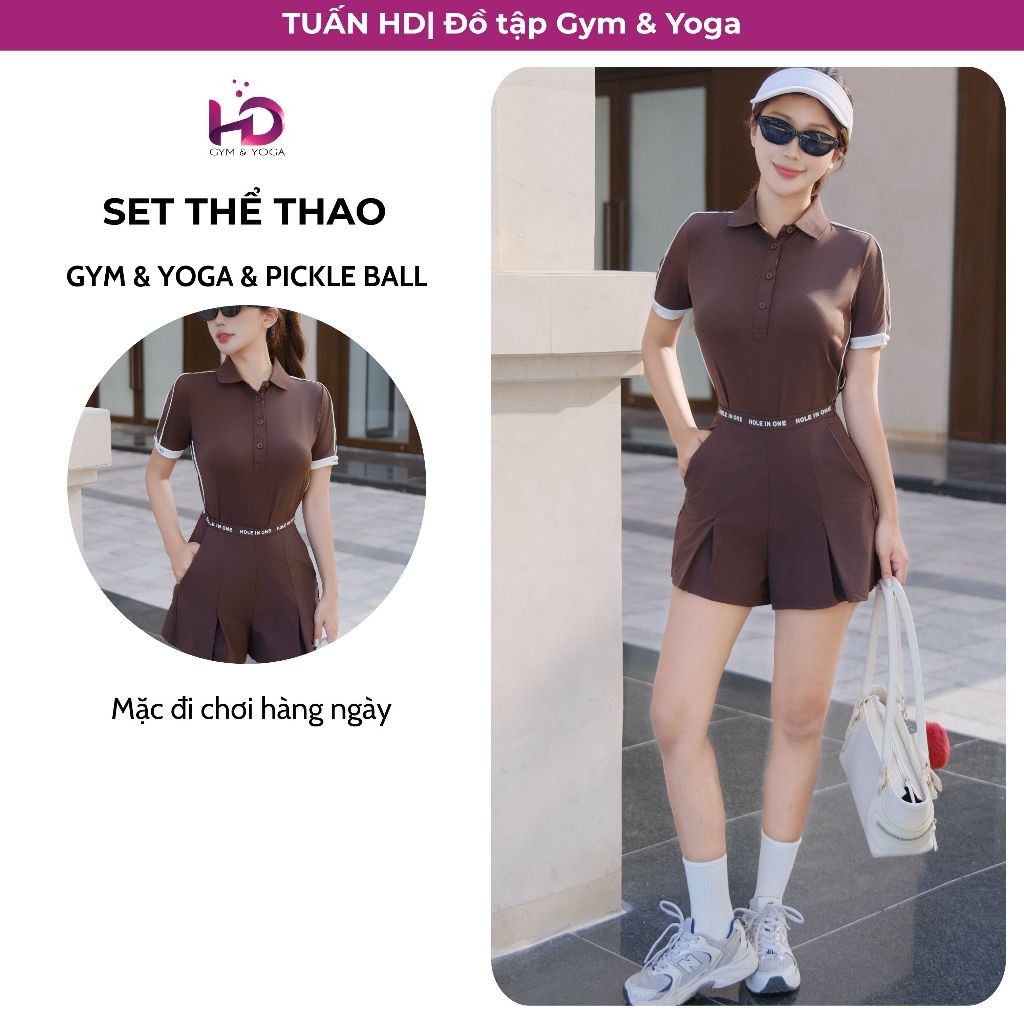 Set váy Chơi Thể Thao, Pickleball, Tenis, Tập Gym 501 Tuấn HD Co Giãn 4 Chiều, Thấm Hút Mồ Hôi