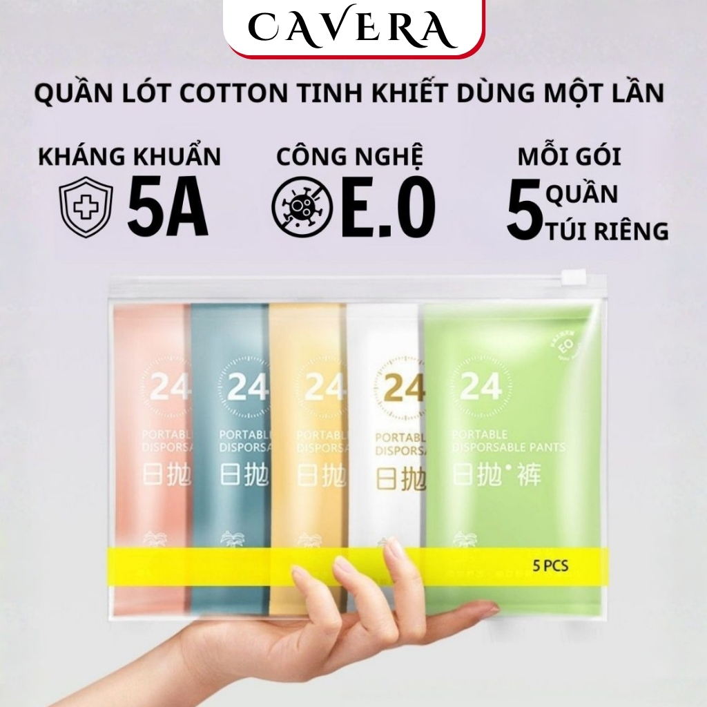 Set 5-20 quần lót dùng 1 lần cho nữ, quần lót tiện lợi cotton đã qua khử trùng bằng E.O CAVERA VN Q4