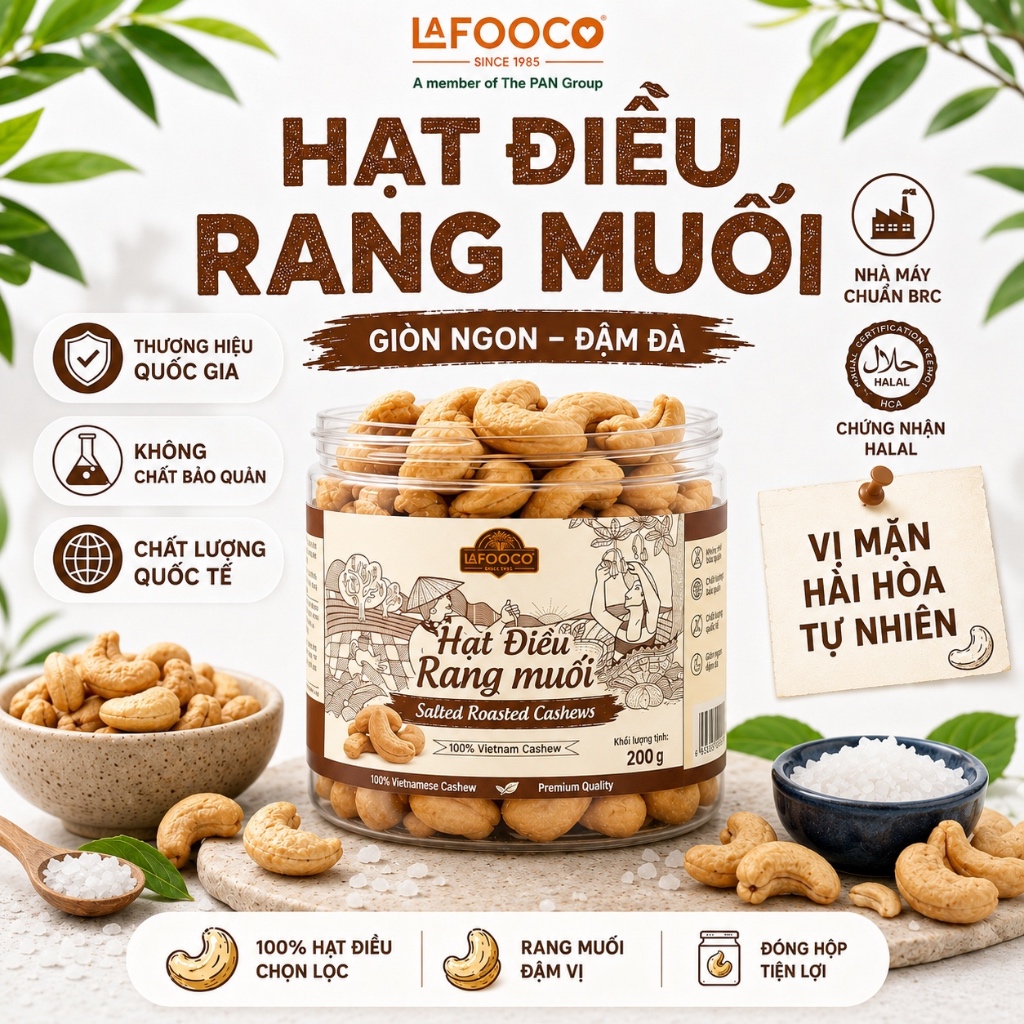 LAFOOCO Hạt điều rang muối hủ 200g