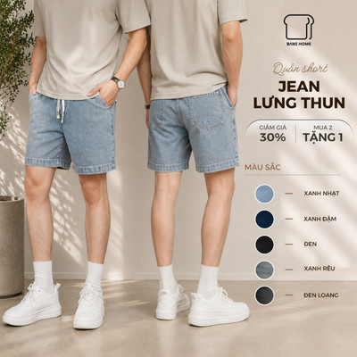 Quần short jeans nam cao cấp BAMIHOME, quần đùi Jean vải dày dặn, không bay màu dễ phối đồ QJ03
