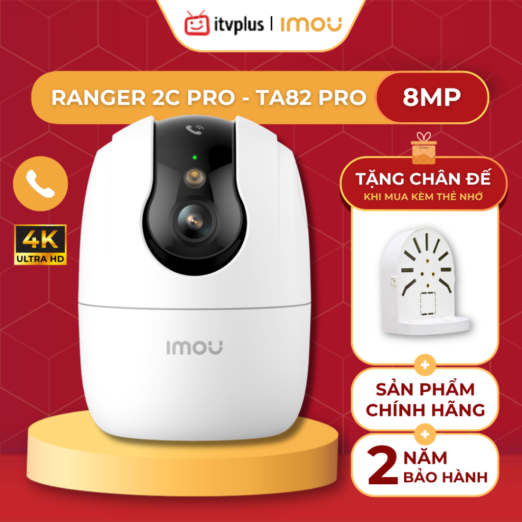 Camera trong nhà IMOU Ranger 2C TA82 PRO - Ghi hình 4K, Quay quét 360, Tích hợp Gọi - IPC-TA82-PRO