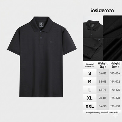 Áo Polo Nam Insidemen Regular Fit vải Polyamide thoáng khí, mềm mịn IPS172AS2