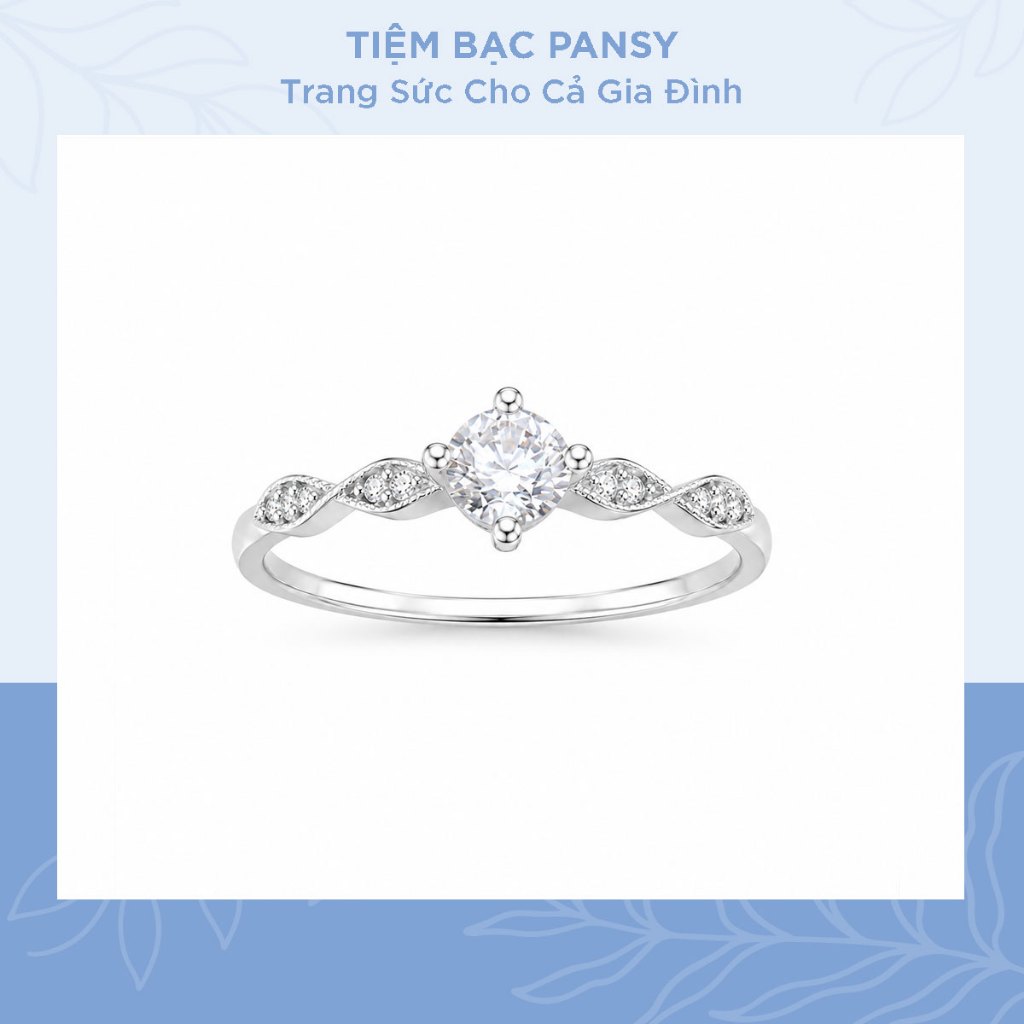 Nhẫn bạc nữ PANSY Snow Princess nạm đá lấp lánh - Nhẫn nữ chuẩn bạc ta