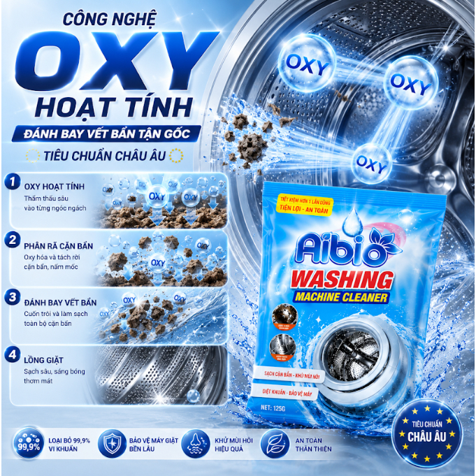 Bột Tẩy Lồng Máy Giặt Aibio 125g Dạng Túi - Làm Sạch Lồng Giặt, Giảm Mùi Hôi Ailla Việt Nam