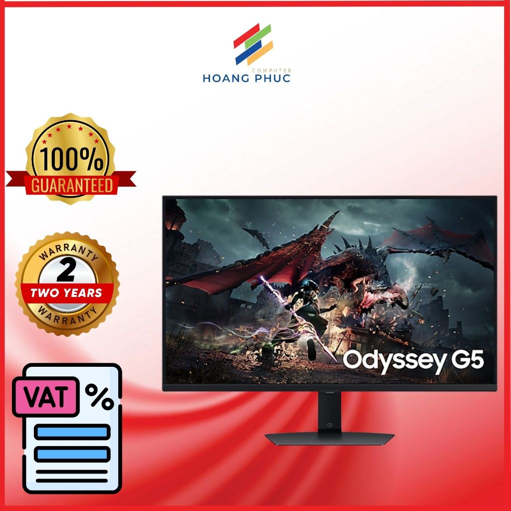 Màn Hình Gaming SAMSUNG Odyssey G5 G50D LS27DG502EEXXV (27 inch - IPS - 2K - 180Hz - 1ms)-Hàng chính