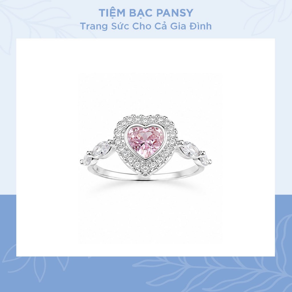 Nhẫn bạc nữ PANSY mẫu tim đá to sang trọng, chất liệu bạc ta cao cấp