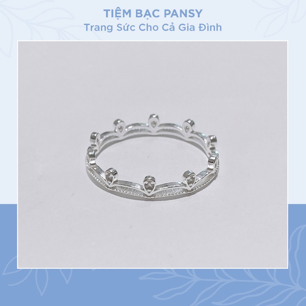 Nhẫn bạc nữ PANSY Crown 10 chóp đính đá cách điệu - Nhẫn vương miện chuẩn bạc ta