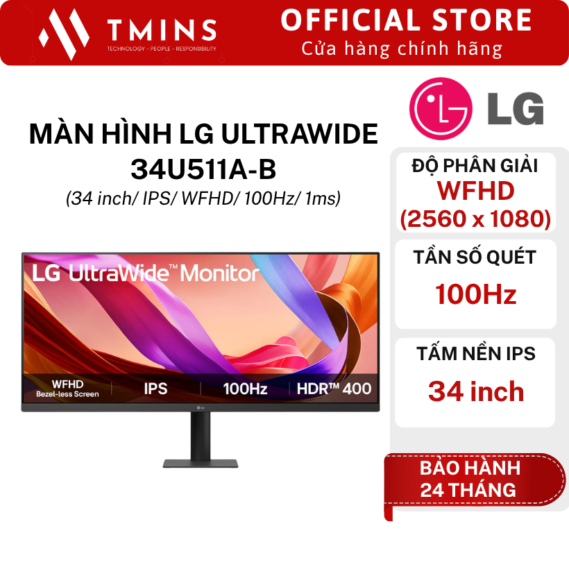 Màn Hình LG UltraWide 34U511A-B (34 inch/ IPS/ WFHD/ 100Hz/ 1ms) - Hàng chính hãng