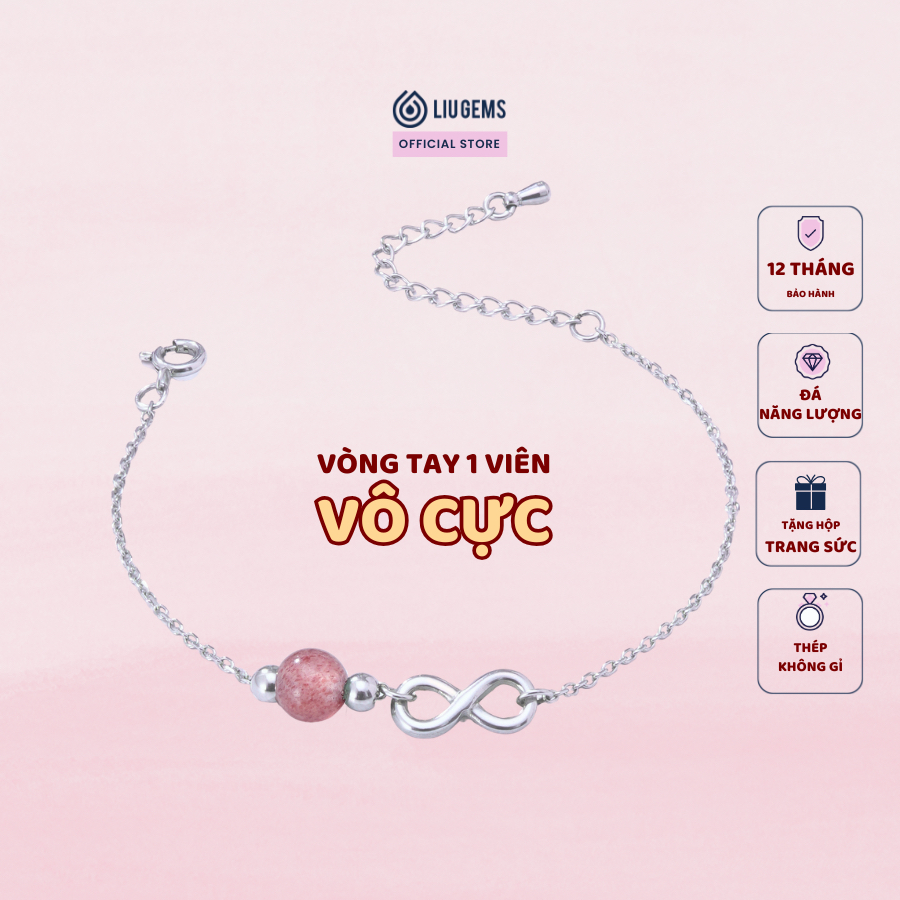 Lắc Tay Thép Vô Cực Liugems Vòng Không Gỉ Cao Cấp Mix Đá Phong Thuỷ Natural Tinh Tế Dễ Thương, VC VT