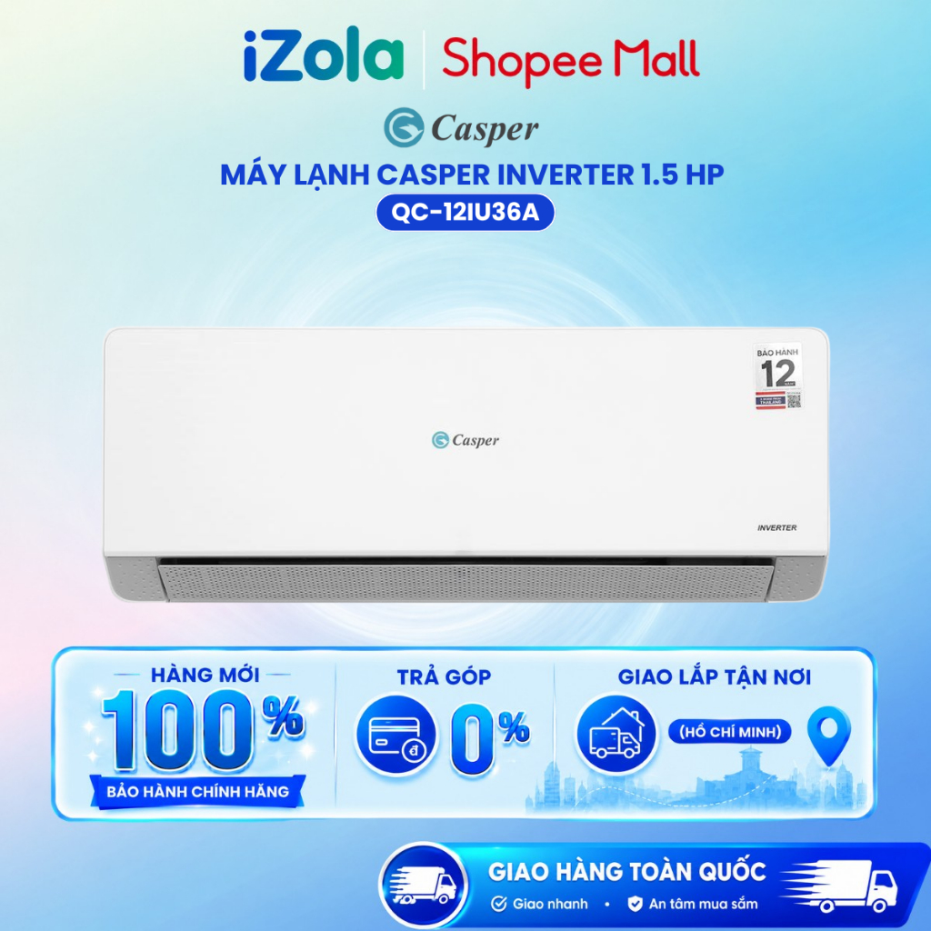 QC-12IU36A - Máy lạnh Casper Inverter 1.5 HP QC-12IU36A - Hàng chính hãng