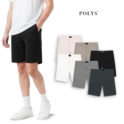 Quần short nam POLYS vải Kaki Cotton dày dặn, co giãn Form Regular Quần Short Kaki Nam