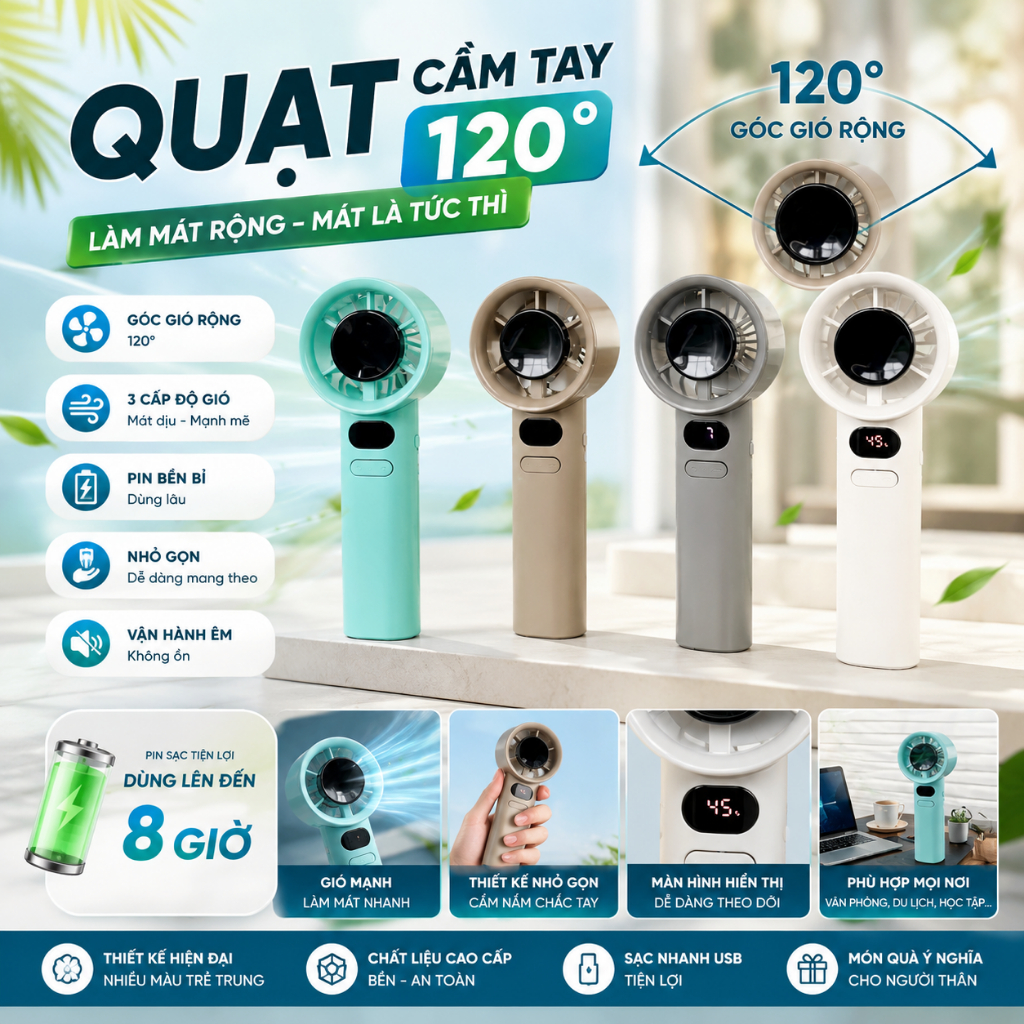 Quạt tích điện mini  M11 với 120 cấp độ gió