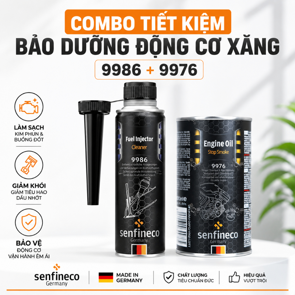 Combo Bảo Dưỡng Động Cơ Xăng Ô Tô Senfineco 9986 & Senfineco 9976 300ml