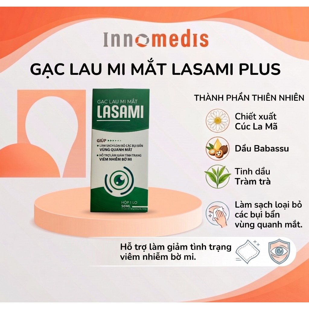 LASAMI PLUS Giúp Giảm Tình Trạng Viêm Nhiễm Bờ Mi, Loại Bỏ Các Bụi Bẩn Vùng Quanh