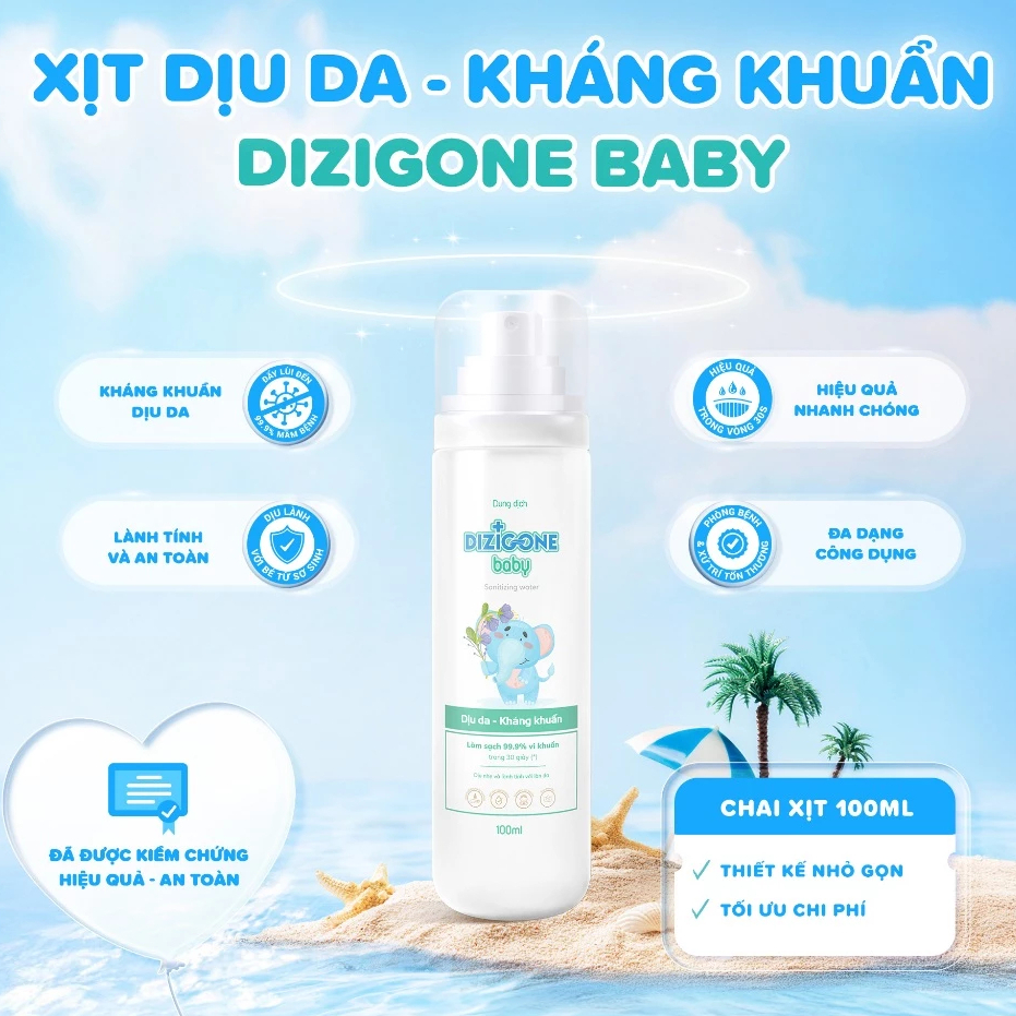 [Dizigone] Xịt Khuẩn Dizigone Baby 100ml, Xịt Kháng Khuẩn Cho Bé, Làm Sạch Da, Khoang Miệng & Làm Dị