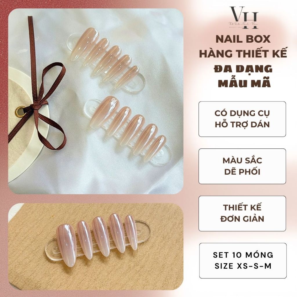•Nailbox THẠCH PHOM NHỌN DÀI và PHOM THANG DÀI quyến rũ VH dễ sử dụng, nailbox mix màu kèm keo tự dá