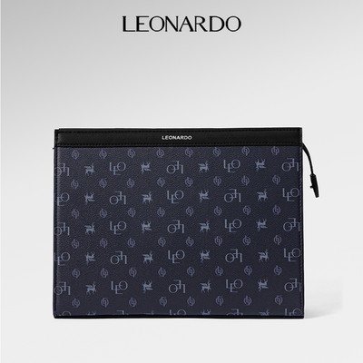 Túi da nam Leonardo Clutch Monogram Neo Da Microfiber Cao Cấp Phối Màu Lịch Lãm Đi Tiệc Làm Quà Tặng