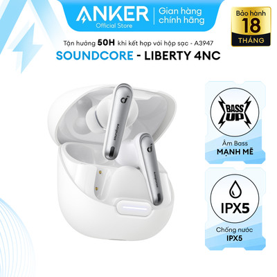Tai nghe bluetooth soundcore Liberty 4NC | Chống ồn ANC 50 giờ phát nhạc | Sạc nhanh | Tích hợp phiên dịch - A3947