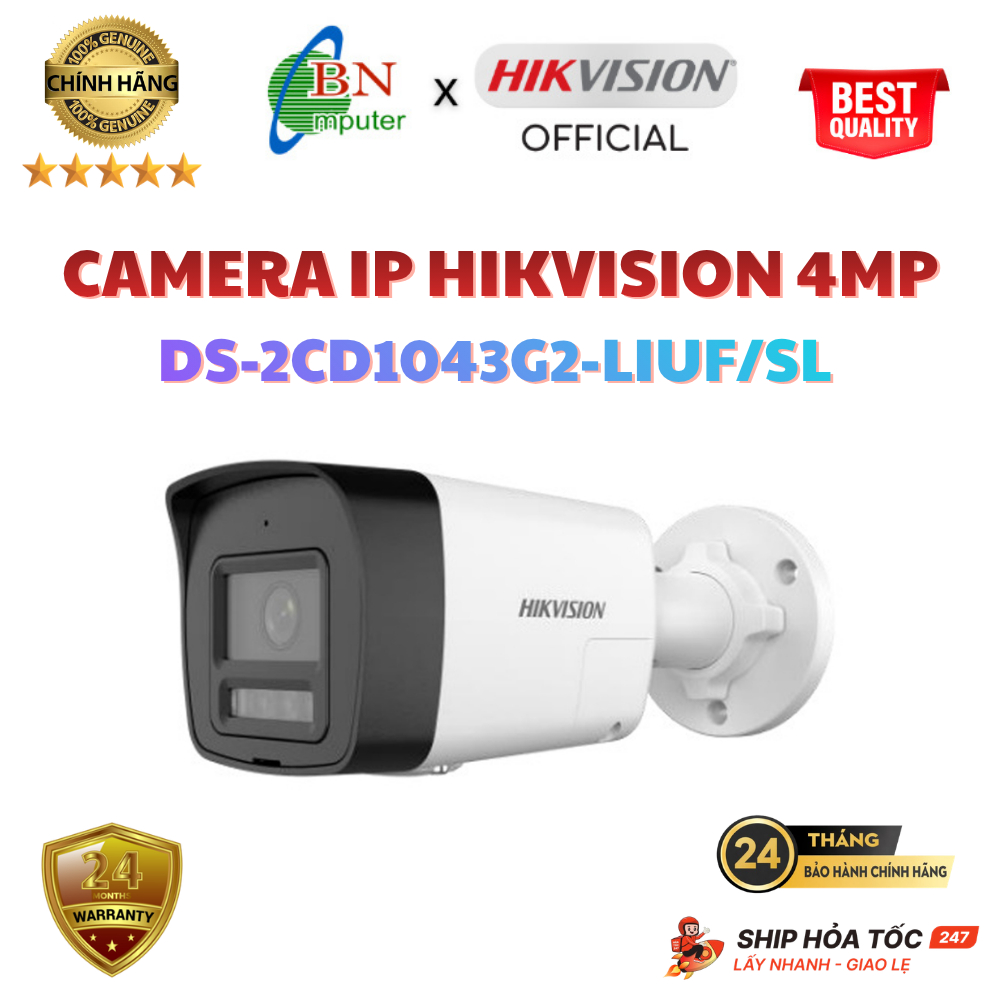 Camera IP 4MP thân trụ HIKVISION DS-2CD1043G2-LIUF/SL