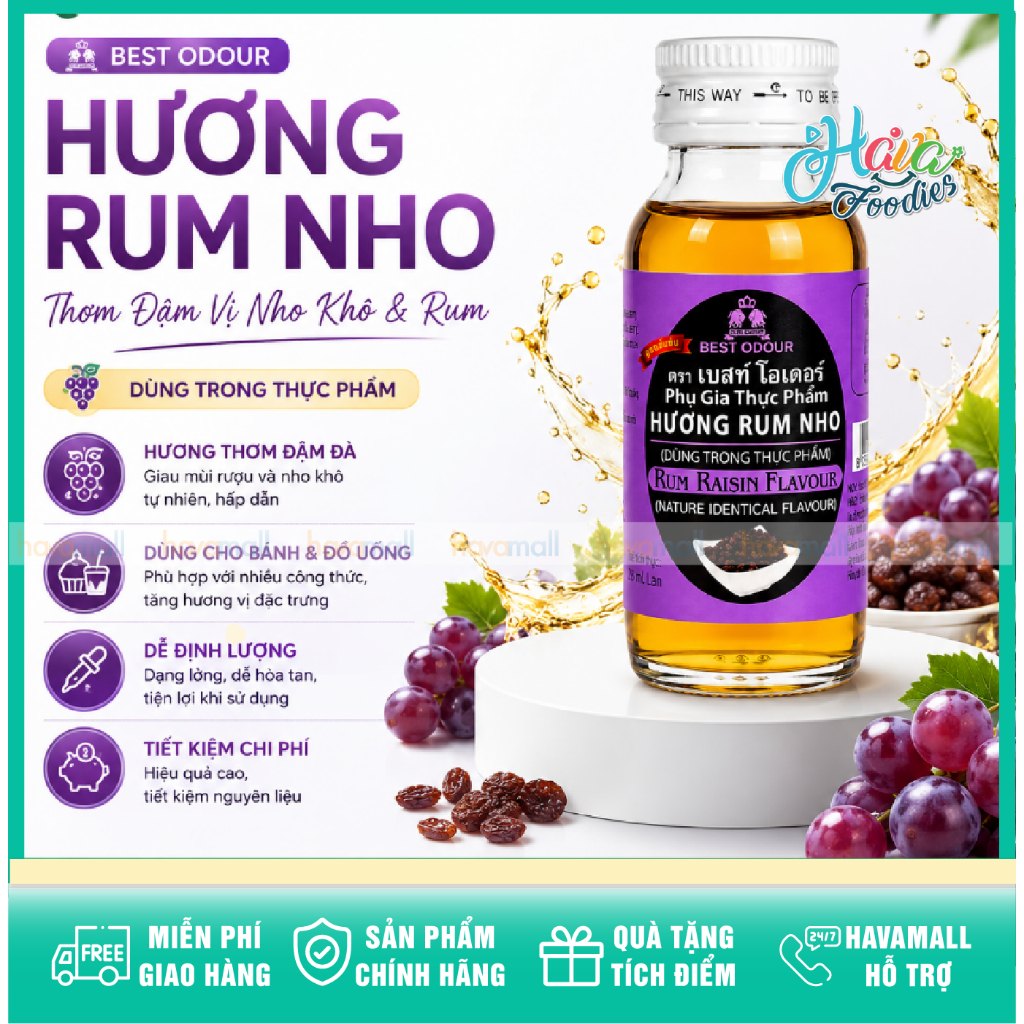 Tinh Chất Hương Rum Nho Nhập Khẩu Thái Lan Best Odour 30ml – Best Odour Rum Raisin Flavour