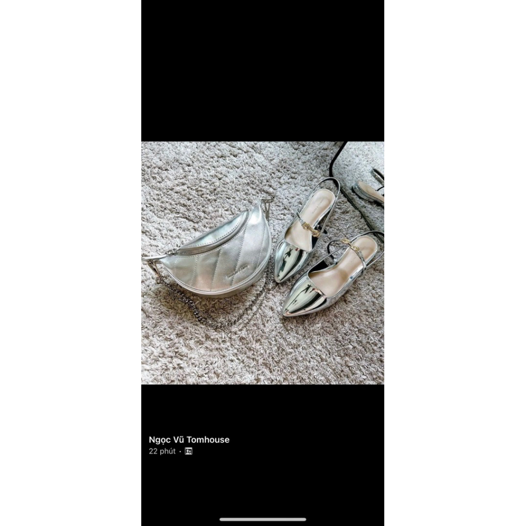 [AUTH 100%] CnK Giày bệt Charles & Keith bạc size 36 fullbox chính hãng