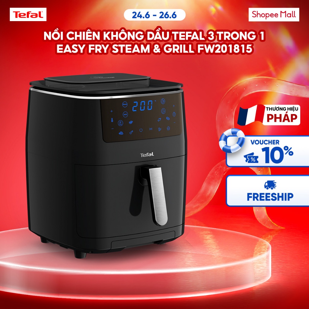 Nồi chiên không dầu Tefal 3 trong 1 Easy fry Steam & Grill FW201815