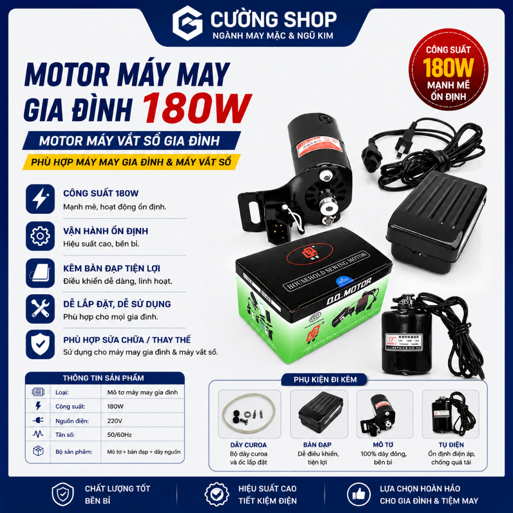 MOTOR MÁY MAY GIA ĐÌNH 180W - MOTOR MÁY VẮT SỔ GIA ĐÌNH