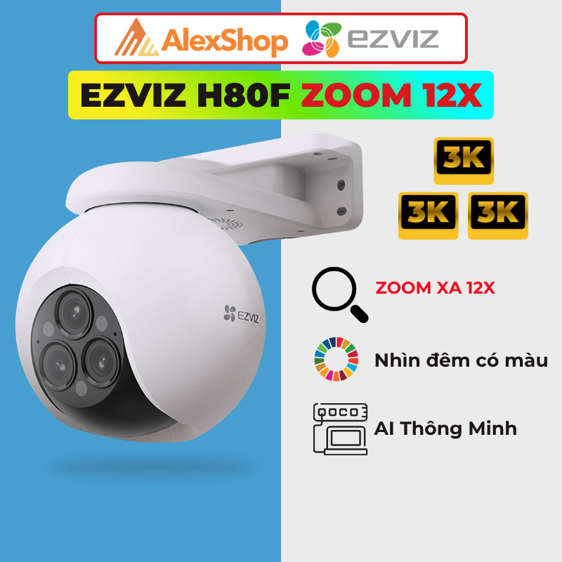 [Siêu Zoom] Camera Wifi Ezviz H80F Zoom 12x Ngoài Trời 3 Mắt Quay Quét 3M x 3M x 3M