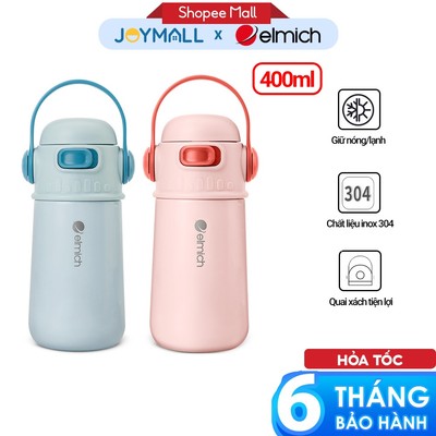 Bình Giữ Nhiệt Elmich 400ml EL-8334, Hàng Chính Hãng, inox304, Mở Nắp 1 Chạm, Quai Xách - JoyMall