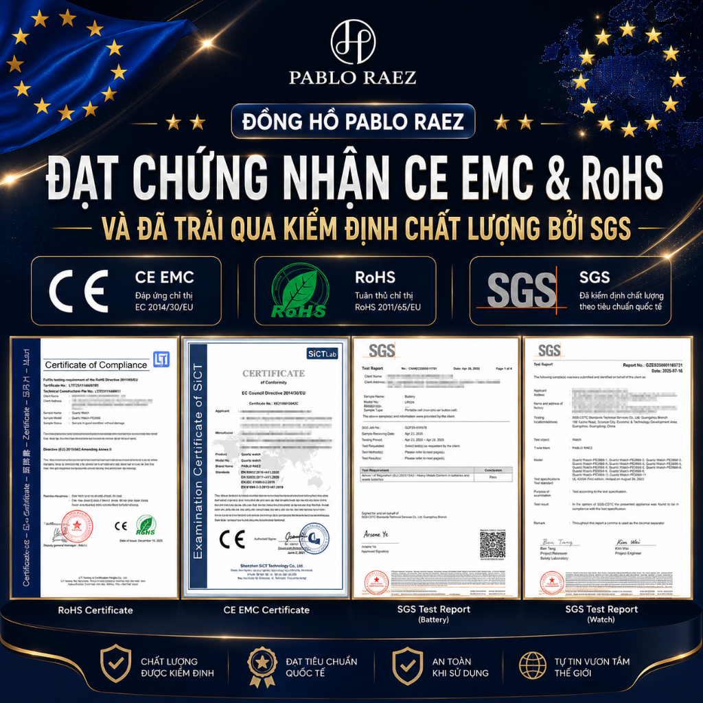 Đồng hồ nam dây thép N588 PABLO RAEZ chống nước 3ATM thiết kế sang trọng 40mm CARIENT | BigBuy360 - bigbuy360.vn