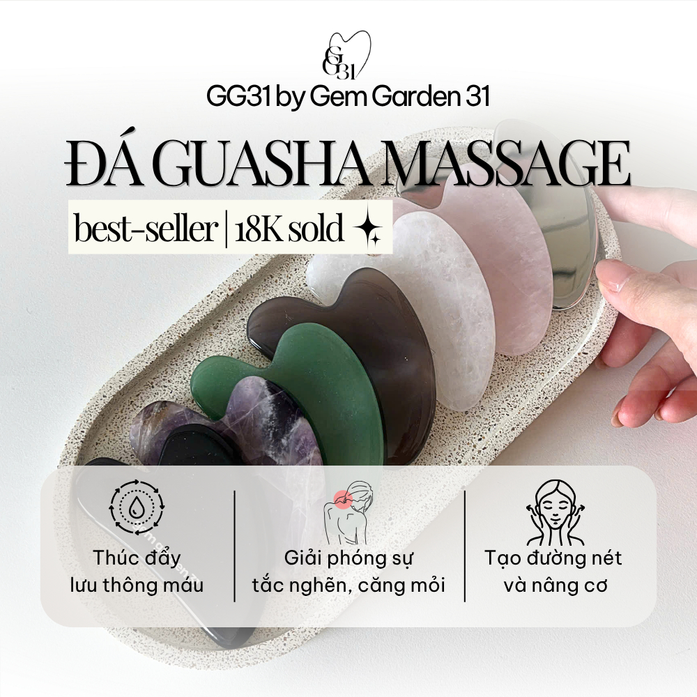 Đá Guasha Massage GG31 – Dụng Cụ Gua Sha Massage Mặt, Thư Giãn, Nâng Cơ, Chăm Sóc Da Tự Nhiên | GG31 by GemGarden31