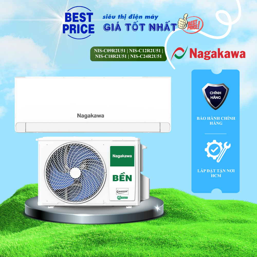 Điều hòa Nagakawa Inverter NIS-C09R2U51 | NIS-C12R2U51 | NIS-C18R2U51 | NIS-C24R2U51 – Model 2025