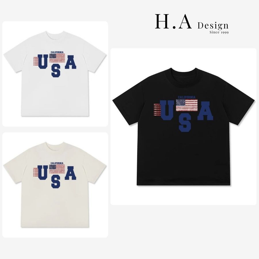 Áo Thun California USA Form Unisex Nam Nữ Vải Cotton 250GSM Áo Phông USA California 586291