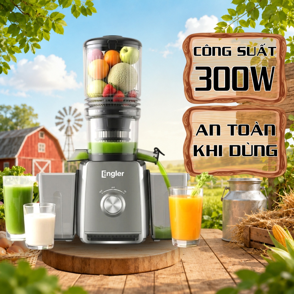 Máy ép chậm Engler EGL2925 công suất 300W, hạn chế tách nước, giữ trọn dinh dưỡng, dễ dàng vệ sinh